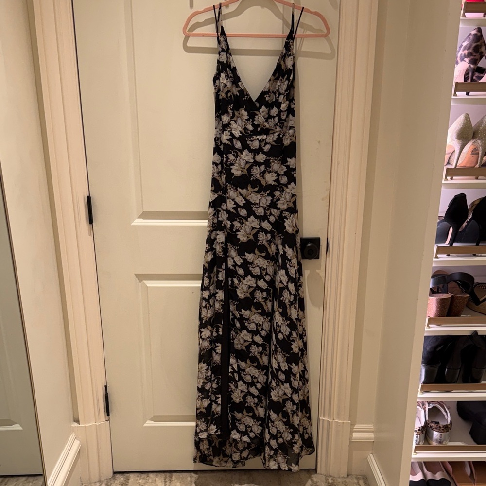 Astr Black and Cream Floral Maxi Dress